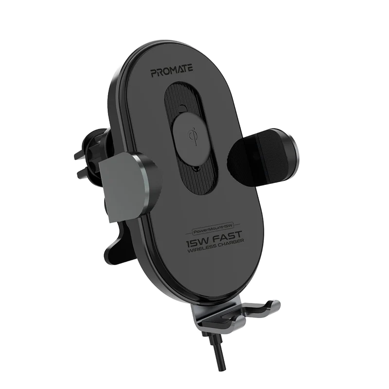 Безжично зарядно ProMate, Powermount, 15W, Smart Sensor Car Wireless Charger, Auto-Alignment Qi Coil, Gooseneck Dash and AC Vent Mount, Intelligent Auto Clamping, 4.7-6.7 Compatibility, Черен (POWERMOUNT-15W)