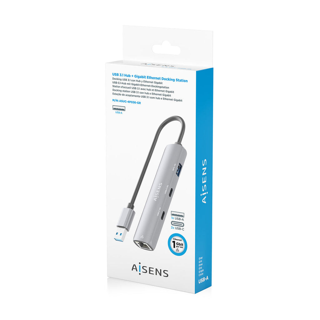 USB Hub Aisens ASUC-4P036-GR Grey